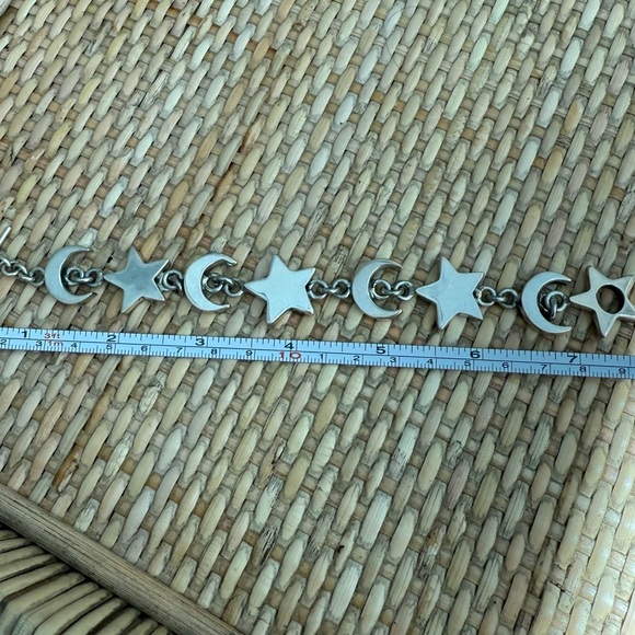 Vintage Silver Star & Moon Chunky Toggle Charm Bracelet - Picture 5 of 13